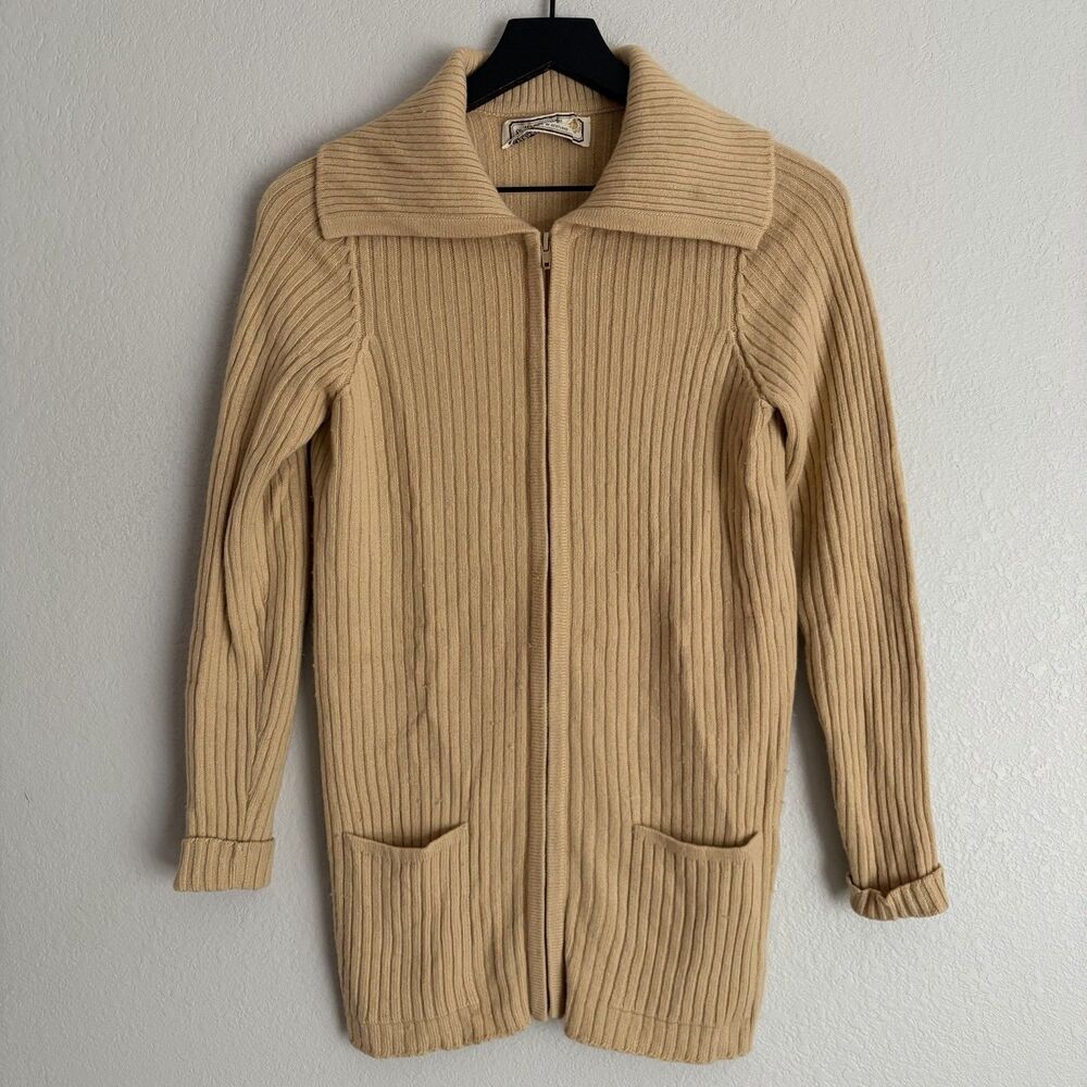 Vintage Glenmac of Scotland 100% pure cashmere Zip Cardigan Womens Size M